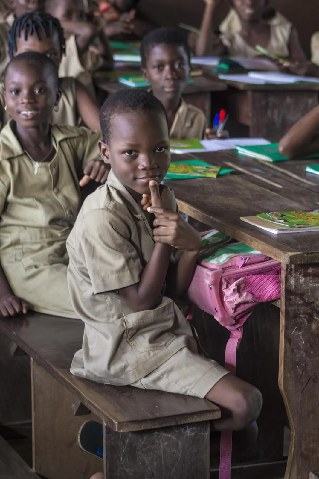 Pupils seated at their desks in a classroom